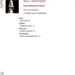 Glória, Erotikus masszázs III. kerület, 35 év Nő III. kerület Budapest Magyarország, +36303734339