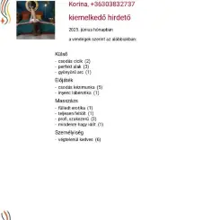 Korina, Erotikus masszázs XIII. kerület, 32 év Nő XIII. kerület Budapest Magyarország, +36303832737