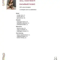 Alma, Erotikus masszázs VIII. kerület, 26 év Nő VIII. kerület Budapest Magyarország, +36301984579