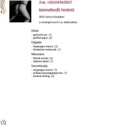 Zoé, Erotikus masszázs XIV. kerület, 20 év Nő XIV. kerület Budapest Magyarország, +36204565807